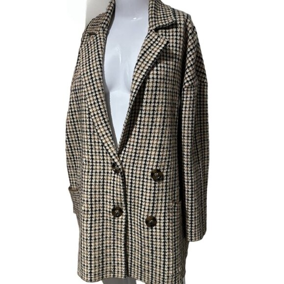 Zara Plaid Blazer Oversized Woolen Jacket - Picture 1 of 8